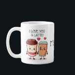 Funny I Love You A Latte Coffee Mug<br><div class="desc">Show your love with our adorable customizable name mug! Featuring two cute takeout lattes holding hands with hearts floating above them and the sweet text “I Love You a Latte, ” this mug is perfect for expressing your affection. Personalize it with your loved one’s name to make it extra special....</div>