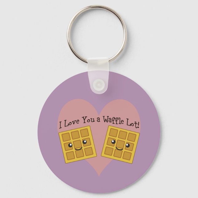 Funny I Love You A Waffle Lot Cute Kawaii Waffles Keychain (Front)