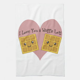 Funny I Love You A Waffle Lot Cute Kawaii Waffles Kitchen Towel