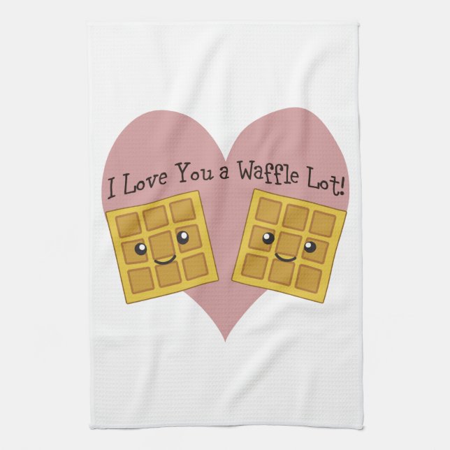 Funny I Love You A Waffle Lot Cute Kawaii Waffles Kitchen Towel (Vertical)