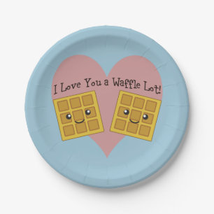 Funny I Love You A Waffle Lot Cute Kawaii Waffles Paper Plate