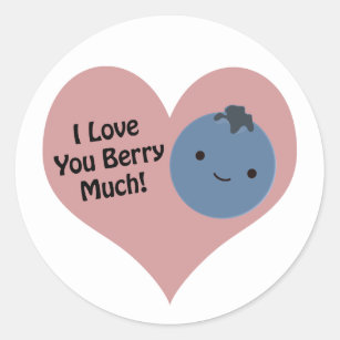 Funny I Love You Berry Much  Cute Kawaii Blueberry Classic Round Sticker