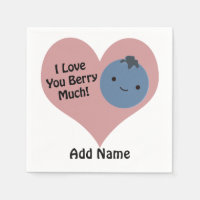Funny I Love You Berry Much  Cute Kawaii Blueberry