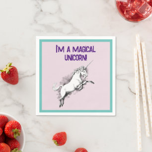 Funny I’m a Magical Unicorn Dorky Fantasy Cartoon Napkin