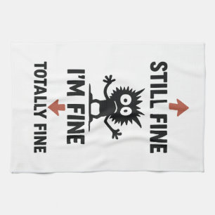 Funny “I’m Fine” Arrows Cartoon T-Shirt Kitchen Towel