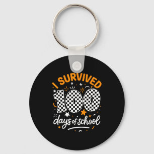 Funny I Survived 100 Days Of School Student Teache Keychain