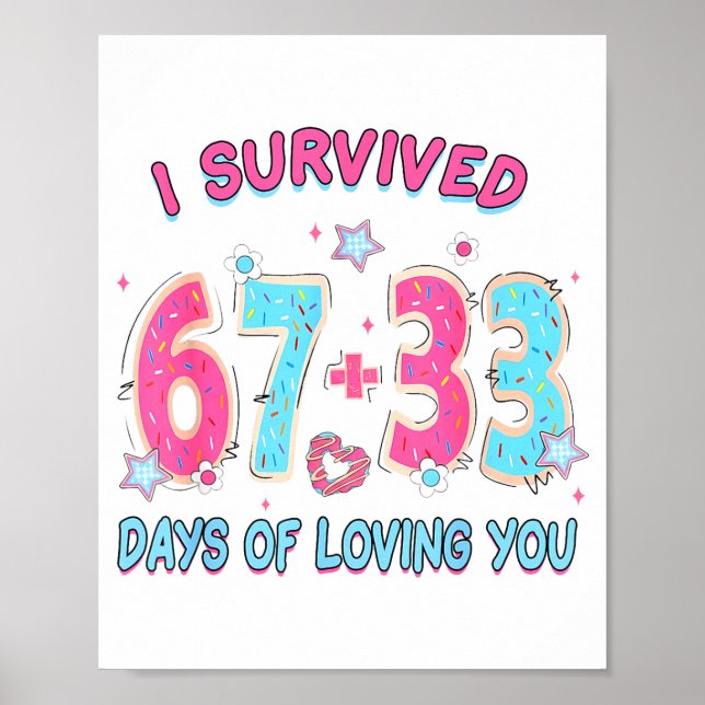 Funny I Survived 67 + 33 Days Of Loving You Valent Poster (Front)