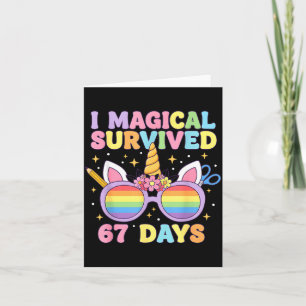 Funny I Survived 67 Days Of School Cat Teachers St Card