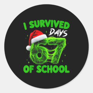 Funny I Survived 67 Days Of School Christmas Kids Classic Round Sticker