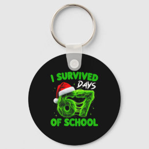 Funny I Survived 67 Days Of School Christmas Kids Keychain