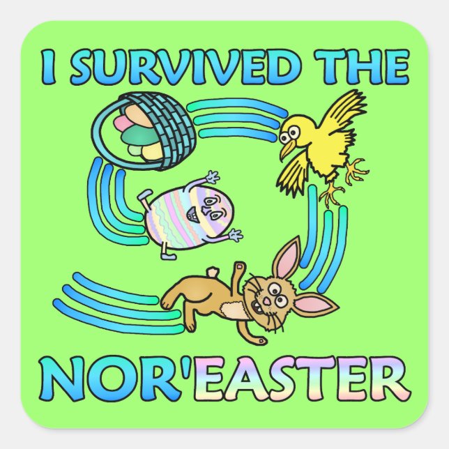 Funny I Survived the Nor'Easter Square Sticker (Front)