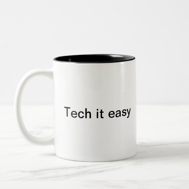 Funny I.T. Computer Humour Minimalist Monogram Two-Tone Coffee Mug (Left)