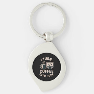 Funny I Turn Coffee Into Code Keychain