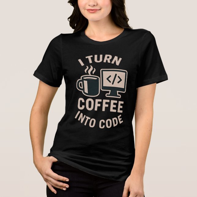 Funny I Turn Coffee Into Code Tri-Blend Shirt (Front)