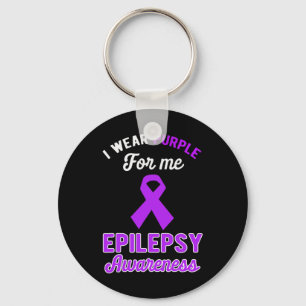 Funny I Wear Purple For Me Epilepsy Awareness Purp Keychain