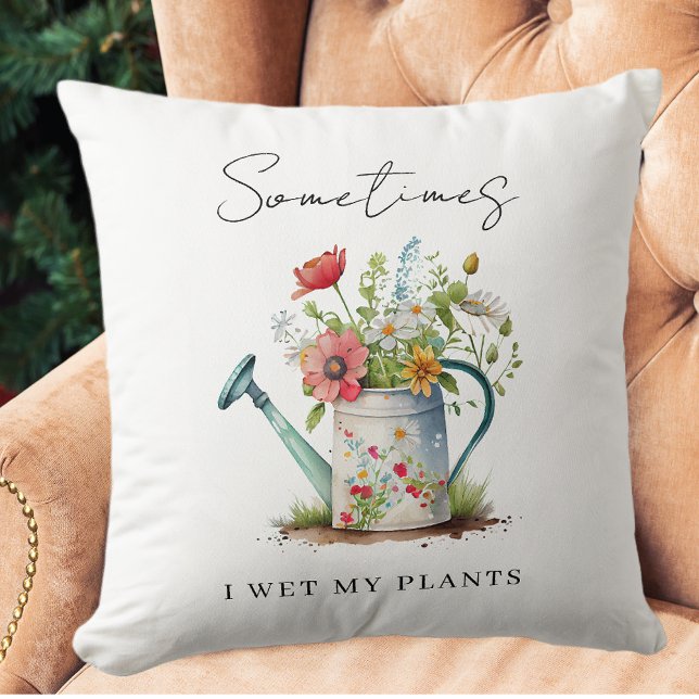 Funny I Wet My Plants Throw Pillow (Creator Uploaded)