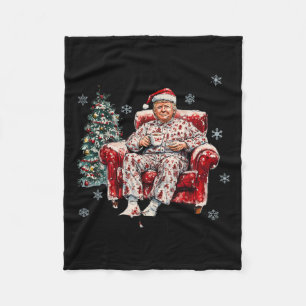 Funny I Will Be Home For Christmas Humourous Trump Fleece Blanket