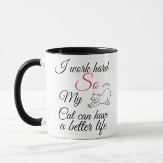 Funny "I Work Hard For My Cat" Customizable Mug
