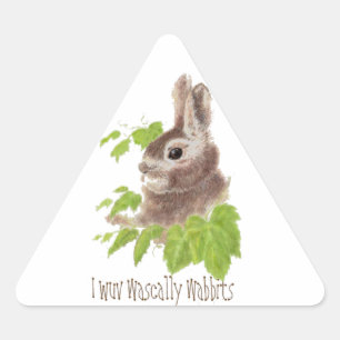 Funny I wuv wascally wabbits, Rabbit, Bunny Triangle Sticker