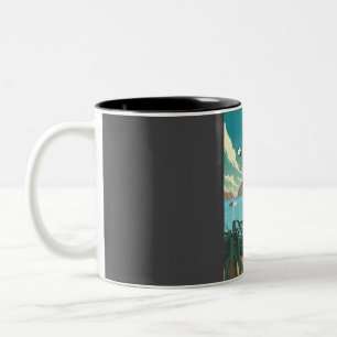 Funny Ibiza Spain 5 Star Review Travel Poster  Two-Tone Coffee Mug