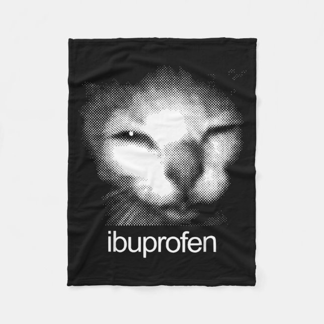 Funny Ibuprofen Cat Meme Retro Ugly Cat Face Mens  Fleece Blanket (Front)