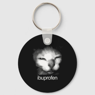 Funny Ibuprofen Cat Meme Retro Ugly Cat Face Mens  Keychain