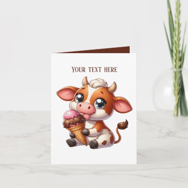 Funny ice cream cow lovers customizable  card (Front)