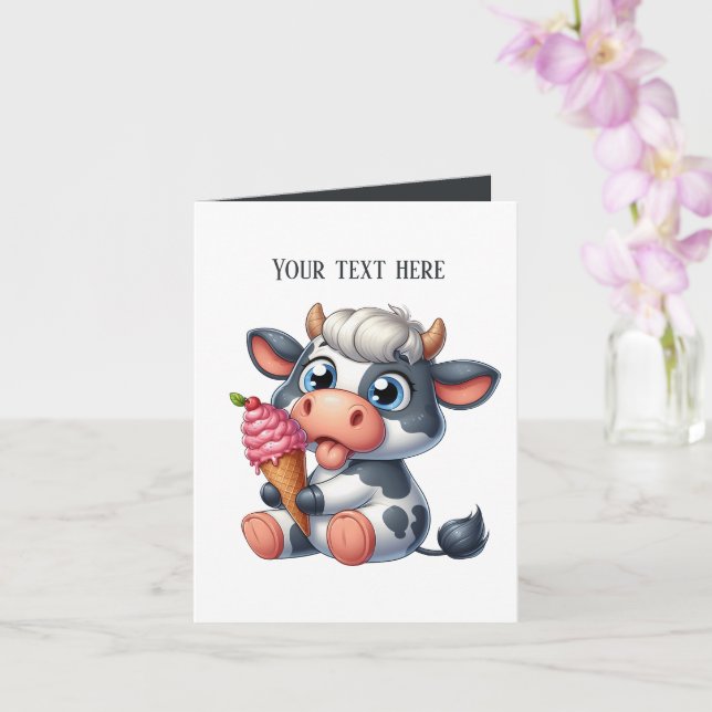 Funny ice cream cow lovers customizable  card (Orchid)