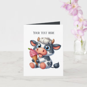 Funny ice cream cow lovers customizable  card