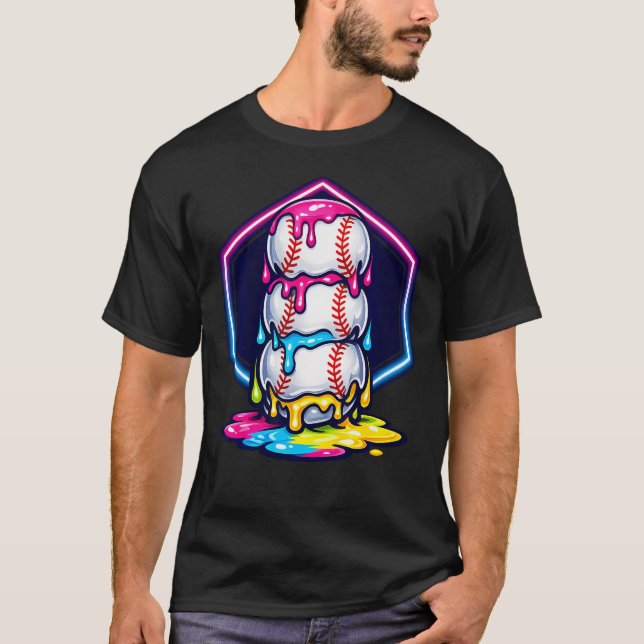 Funny Ice Cream Drip Triple T-Shirt (Front)