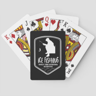 Funny Ice Fishing Fisherman Black Playing Cards