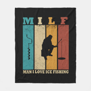 funny ice fishing fleece blanket