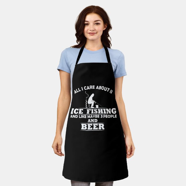 Funny Ice Fishing sayings  Apron (Worn)