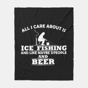 Funny Ice Fishing sayings  Fleece Blanket