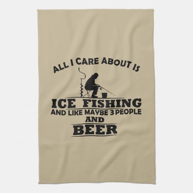 Funny Ice Fishing sayings  Kitchen Towel (Vertical)