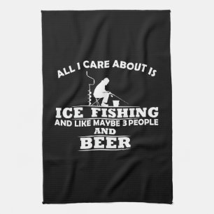 Funny Ice Fishing sayings  Kitchen Towel