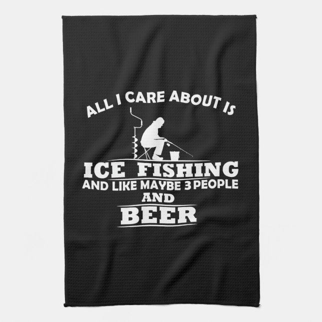Funny Ice Fishing sayings  Kitchen Towel (Vertical)