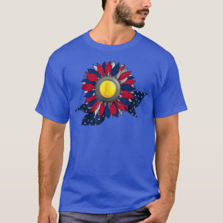 Funny Ice Hockey Ball & Sunflower American Flag 4t T-Shirt