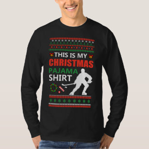 Funny Ice Hockey Christmas Pajama Ugly X Mas Sweat T-Shirt