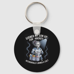 Funny Ice Hockey Cult Youth Hockey Mom Keychain