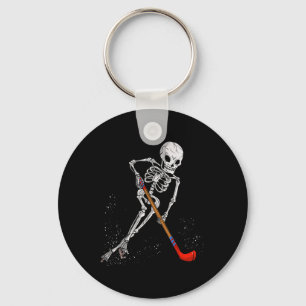 Funny Ice Hockey Gift Skeleton For Men Kids Goalke Keychain