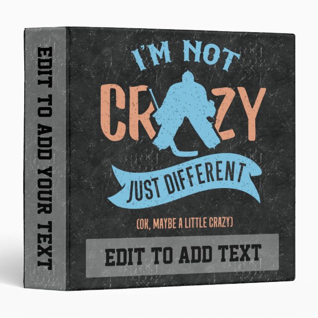 Funny Ice Hockey Goalie Customizable Vinyl Binder (Front/Spine)