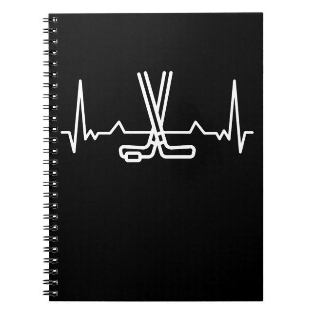 Funny Ice Hockey Heart beat Puck Gift Notebook (Front)