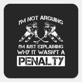 Funny Ice Hockey Player Discussing Bully Penalty Square Sticker