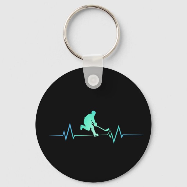 Funny Ice Hockey Player Heartbeat Hockey Gift      Keychain (Front)