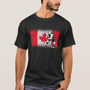 Funny Ice Hockey Player Maple Leaf Canadian Flag C T-Shirt