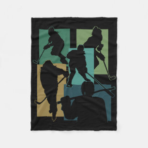 Funny Ice Hockey Puck Stick Winter Game Ice Hockey Fleece Blanket