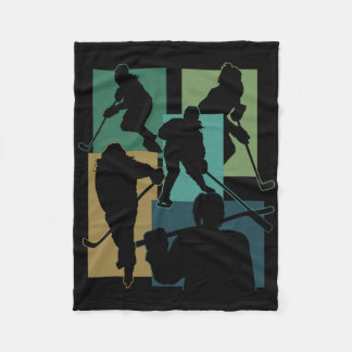 Funny Ice Hockey Puck Stick Winter Game Ice Hockey Fleece Blanket