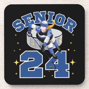 Funny Ice Hockey Senior 2024 Coaster