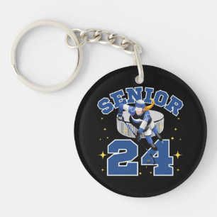 Funny Ice Hockey Senior 2024 Keychain